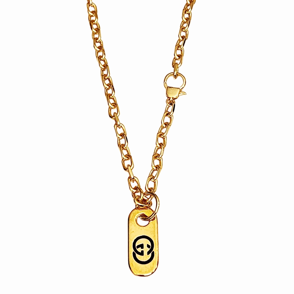 Vintage Gucci Zipper Charm on 24K Gold-Filled Chunky Rollo Chain Necklace